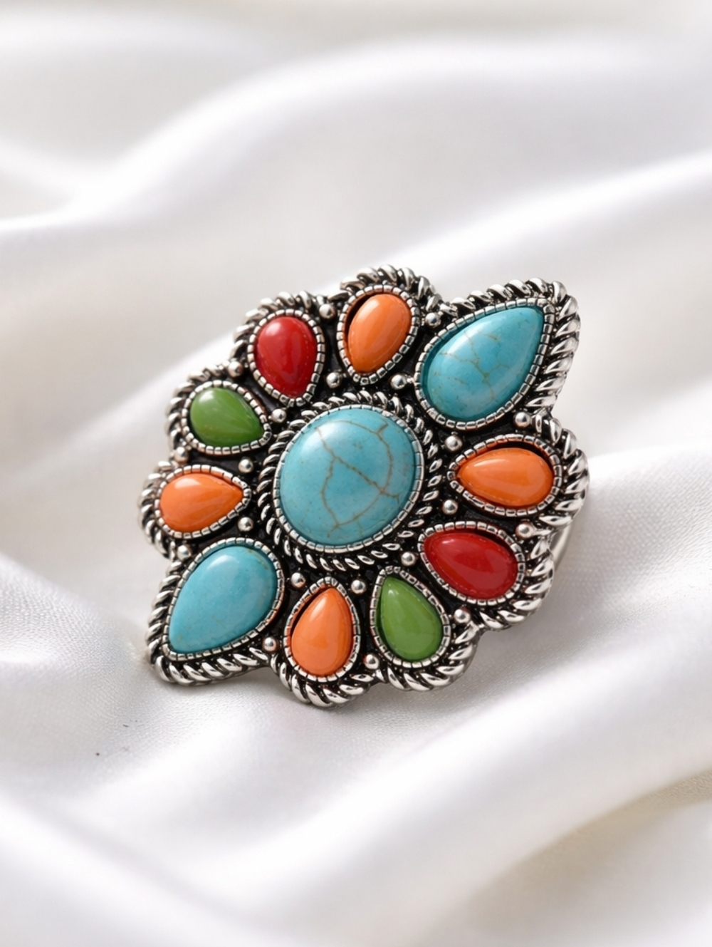 New- Multicolor Semi Stone Stretch Ring